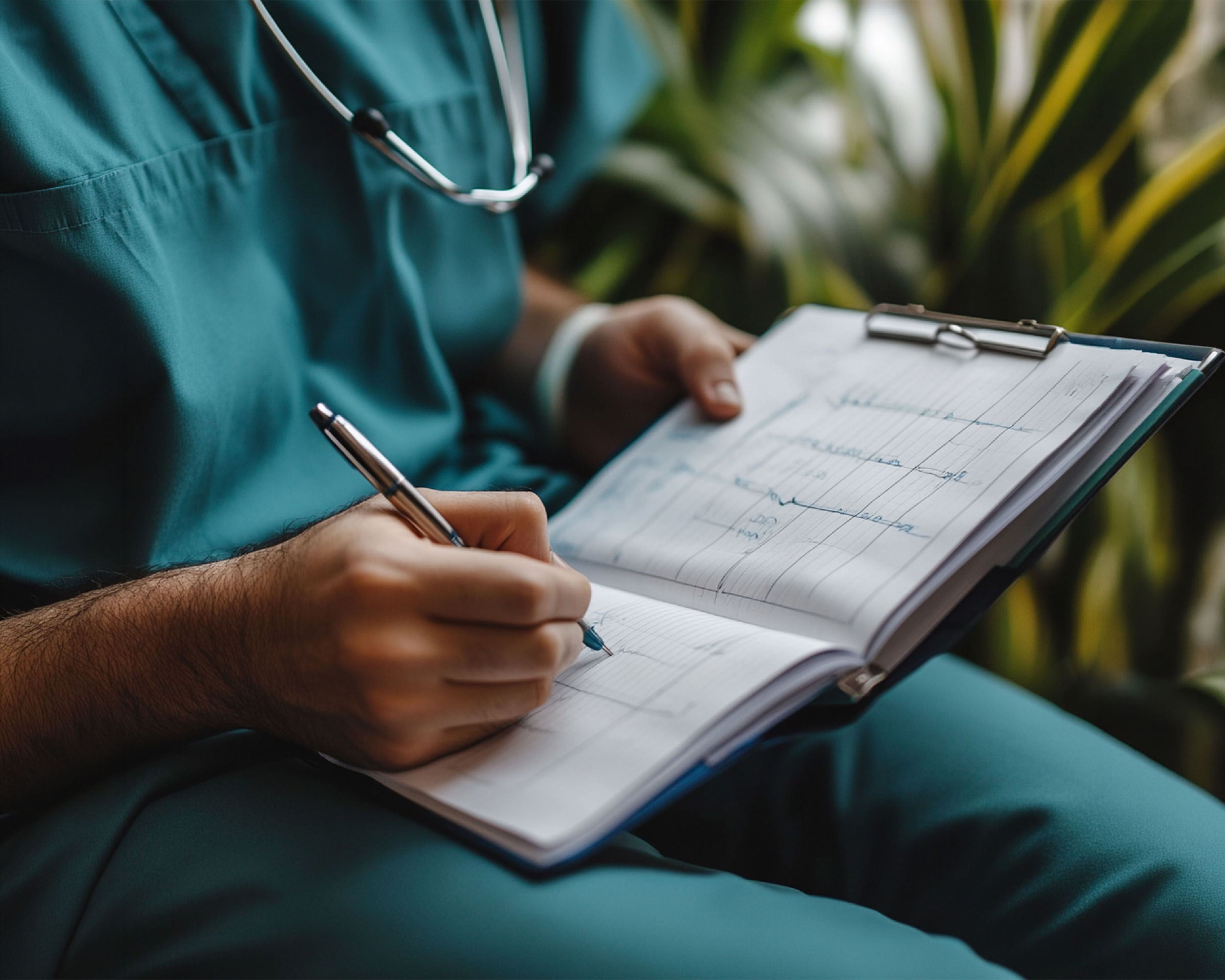 Serious and professional team of doctors in the ambulance moving on a patient into the hospital during an emergency situation.